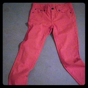 J crew ankle toothpick peach colored jeans